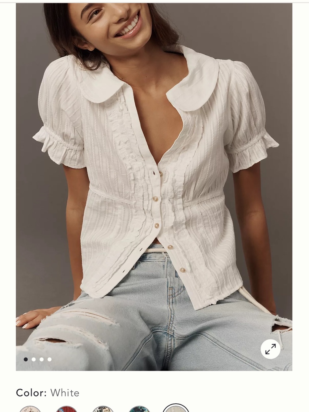 Pilcro Keira Waisted Tuxedo Blouse